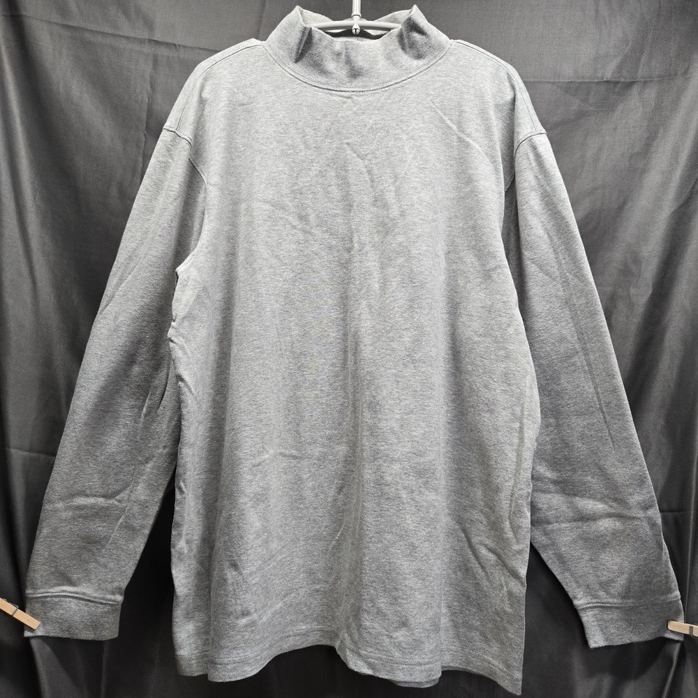 LL Bean 100% Cotton Gray Mock Neck Fleece Sweatshirt Men's Size XL TALL