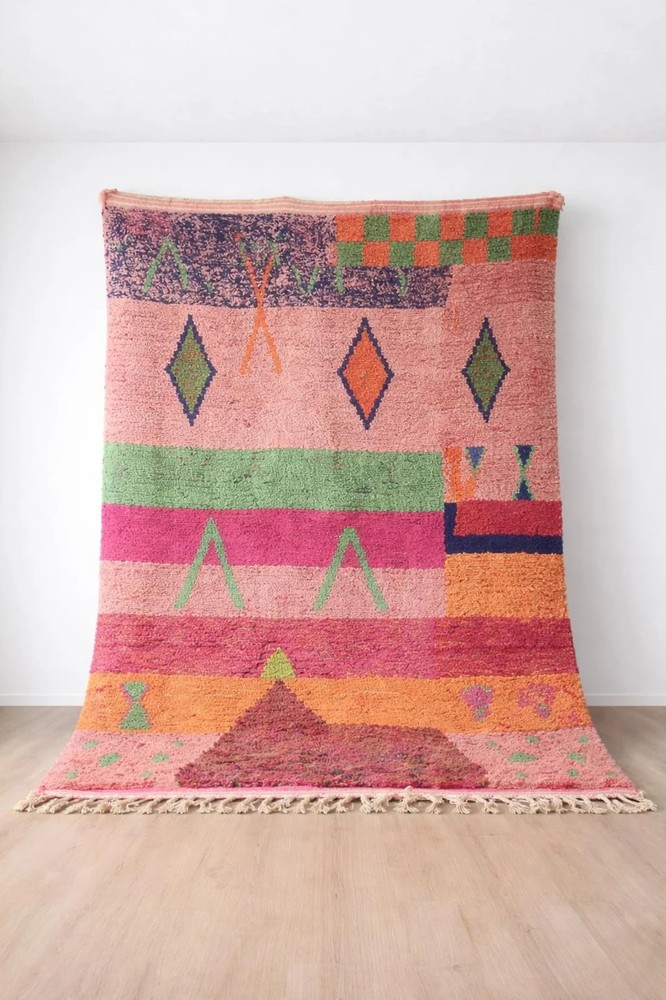 Colorful Moroccan Boujaad Rug – Handmade Berber Wool Area Rug