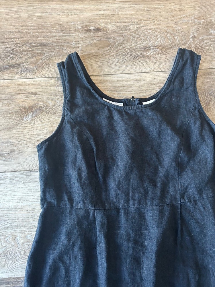 Studio Ease 100% Black Linen Dress Size 14