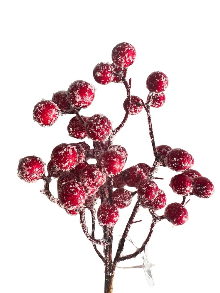 Retro Frosted Red Berries Clip Ornament 9” | Vintage Christmas Holiday Accent-image