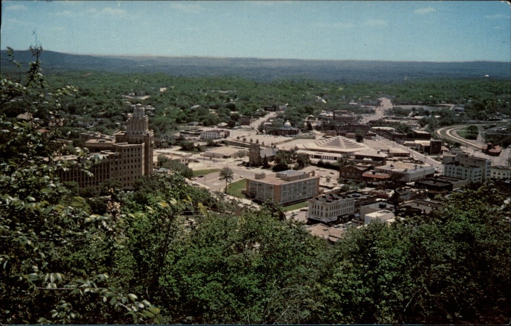 Hot Springs Natl Park Arkansas ~ West Mountain Drive ~ aerial view ~ postcard
