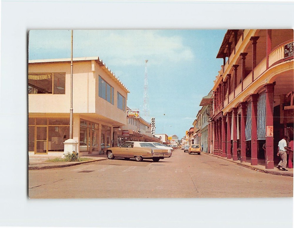Postcard The famous Front Street Colón Panama