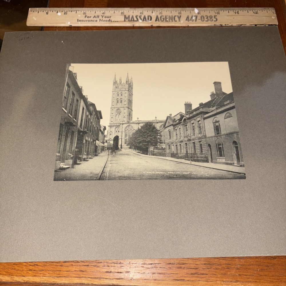 Vintage St Mary’s Church Warwick Mounted English Architecture Photo England