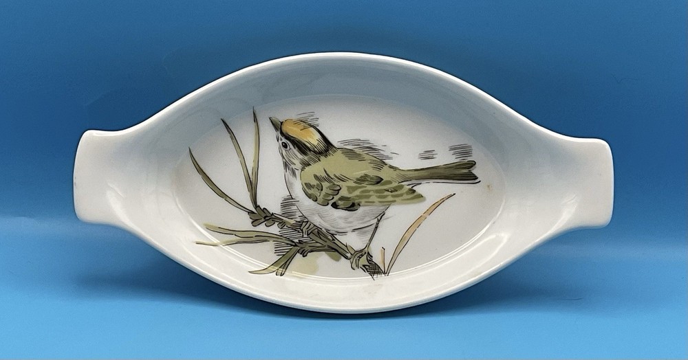 Enesco “Song Bird”, Fine China Au Gratin Dish, Yellow Warbler, A