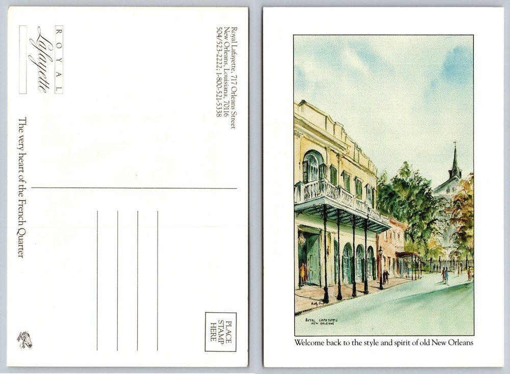 New Orleans French Quarter Betty Guy Watercolor Art Postcard Royal Lafayette