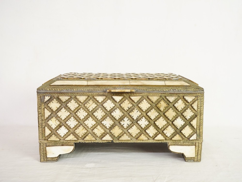 19th Century Moroccan Bone Inlaid Box