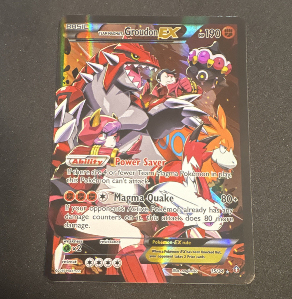 Pokémon Co Team Magma's Groudon EX 15/34 Double Crisis UR Holo Eng 2015 LP/NM