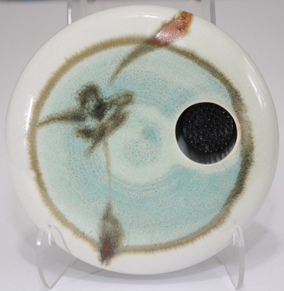 Georgetown Pottery Ikebana Round Flat Flower Frog Signed