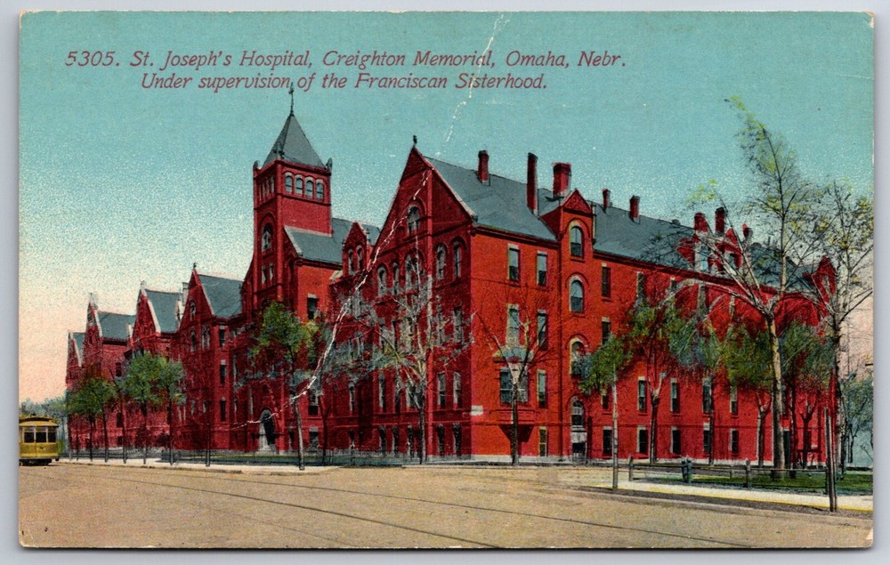 Omaha Nebraska~St Joseph's Hospital Creighton Memorial~Vintage Postcard