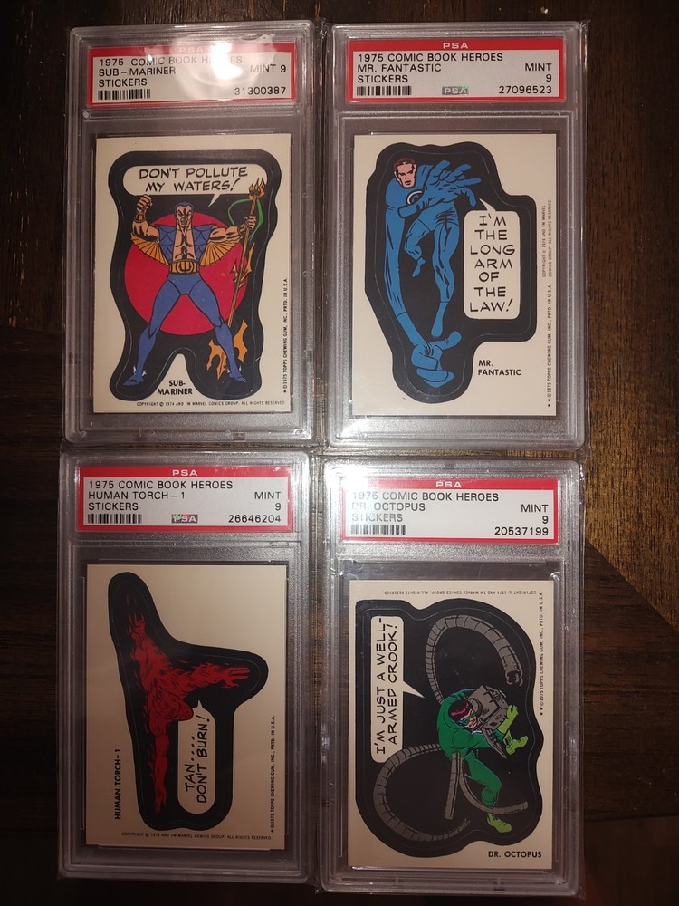 1975 Topps Marvel Comic Book Heroes Stickers Mr. Fantastic Psa 9 Mint