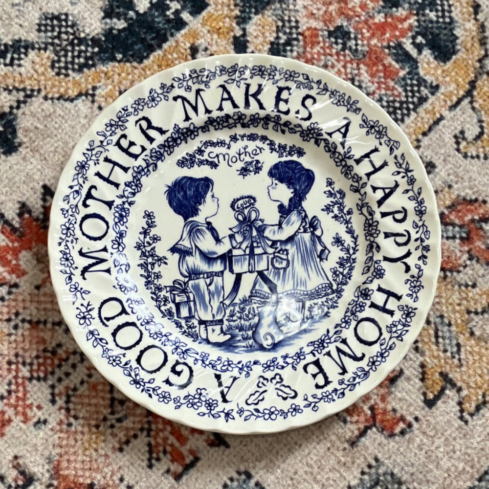 Royal Crownford Mother Collector Plate Blue & White Floral Staffordshire England
