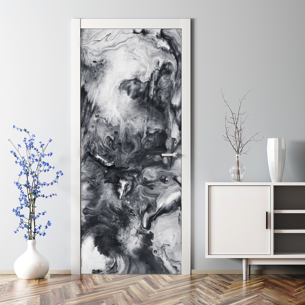 Black Splash mural Door Decal Decor abstract Watercolour vintage pastel