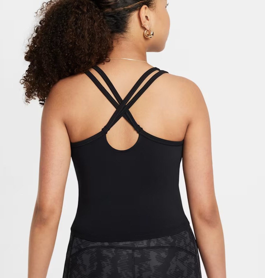 Nike Girl's One Dri-FIT Fitted Strappy Tank Top Size S Black