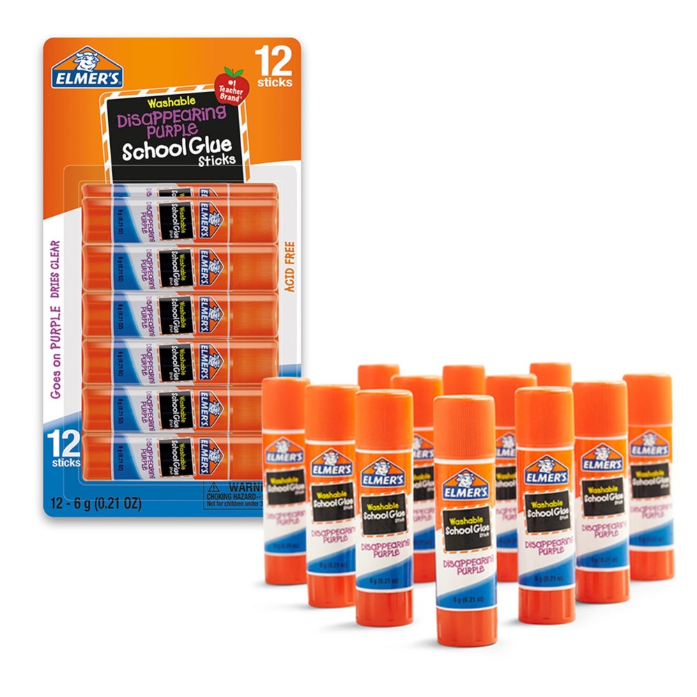 Disappearing Purple School Glue Sticks, Washable, 6 Grams, 12 Count  Poster, ...