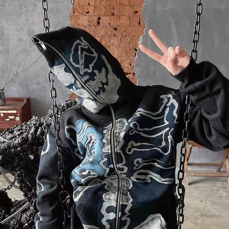 Travis Scott Cactus Jack For Fragment Skeleton Graffiti Hoodie Men's Size S-XL