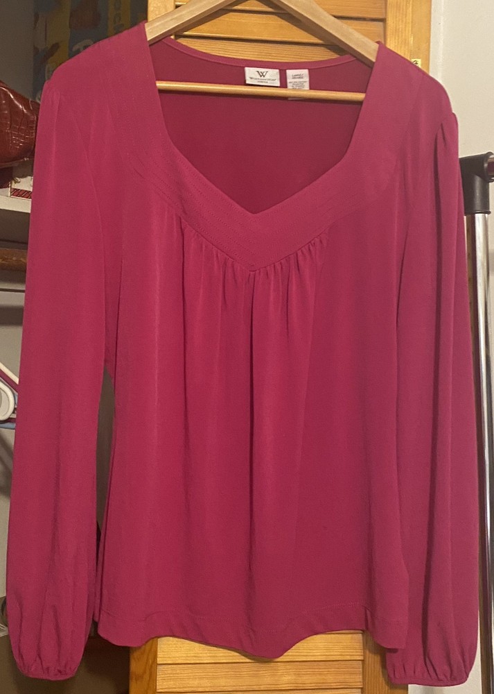 WORTHINGTON  Fucshia Flattering Sweetheart Styled Neckline Blouse LARGE
