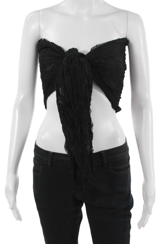 Donale Womens Cropped Sleeveless Tie Nylon Blend Black Solid Top Size XSFree Shipping in US $100+ Orders | $6.95 Orders Below