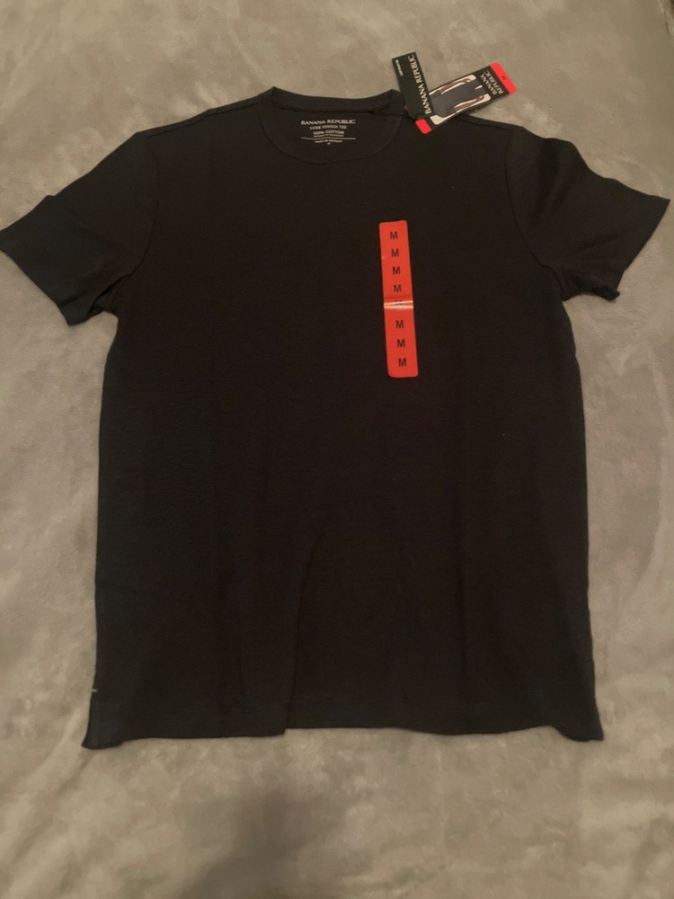 Banana Republic Luxury Touch Men's T Shirt Black Crew Neck Premium Cotton Size M