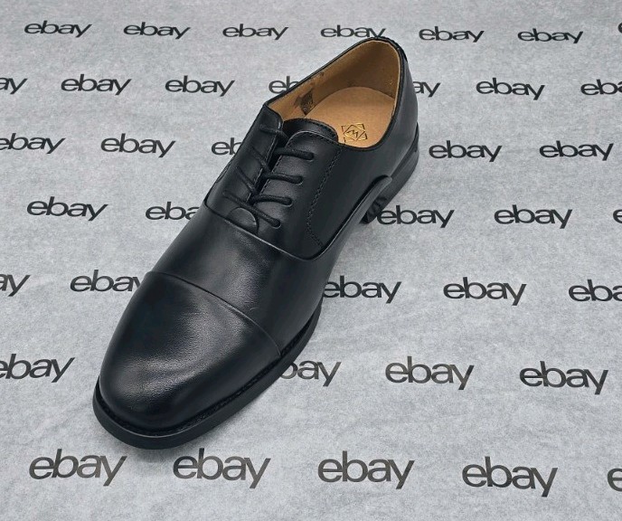 LA Milano Men's Genuine Leather Cap Toe Oxford Dress Shoes, Size 8.5, Black