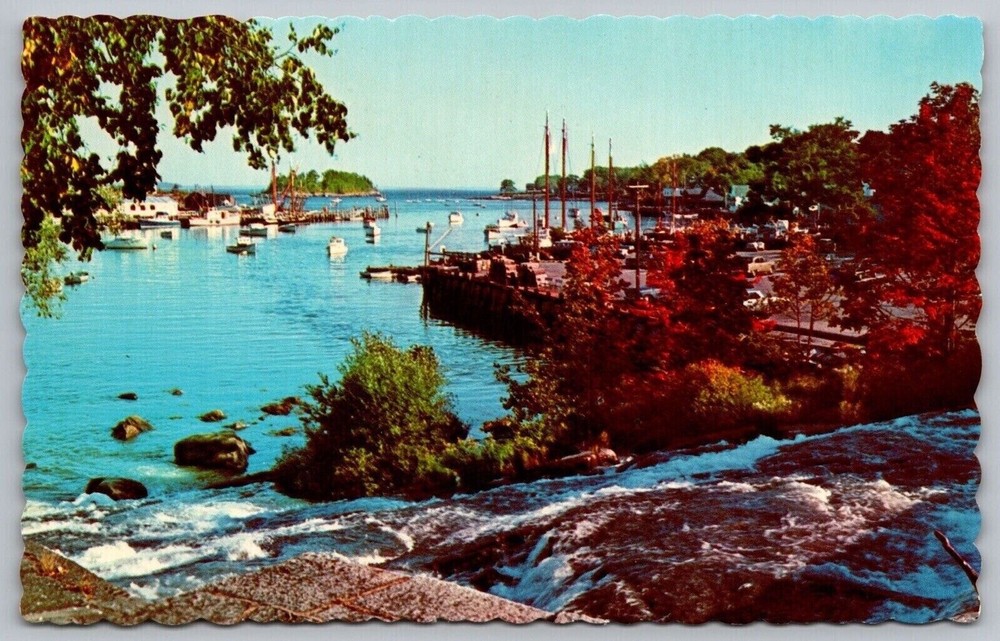 Camden Harbor Maine Scenic New England Coastal Landmark Chrome Postcard