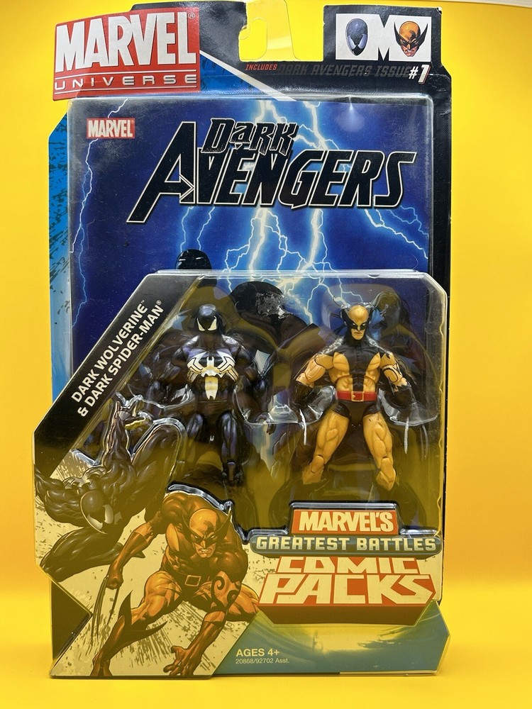 2009 Marvel Universe Comic Pack DARK WOLVERINE & DARK SPIDER- MAN 3.75” Figures