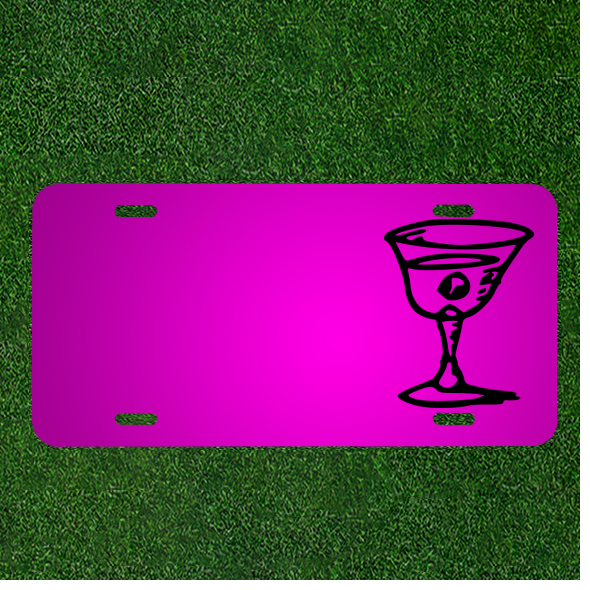 Custom Personalized Car License Plate With Add Names To Martini Goblet Drink