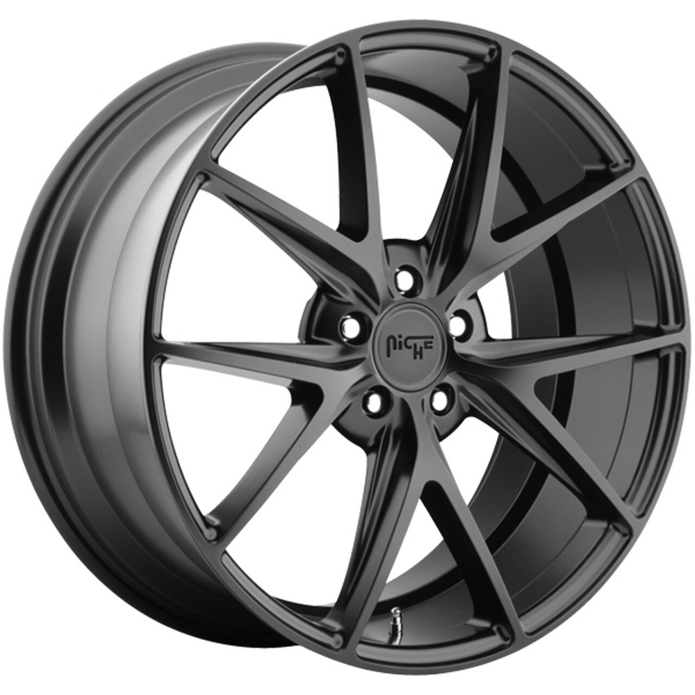 22x9 +38 F, 22x10.5 +40 R, Niche M117 Misano 5x4.5 Matte Black Wheels (Set of 4)