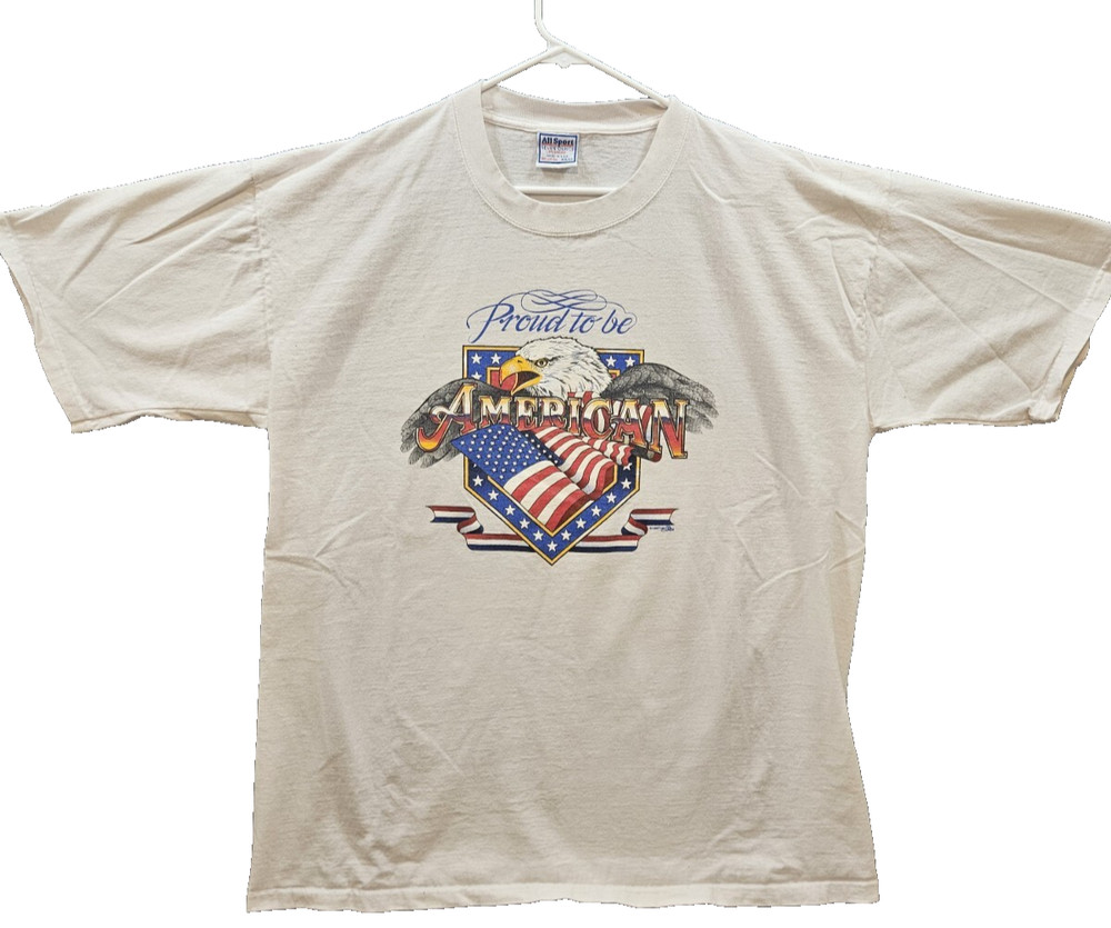 Vintage Bald Eagle Shirt Men's Proud To Be An American T-shirt USA Made XXL