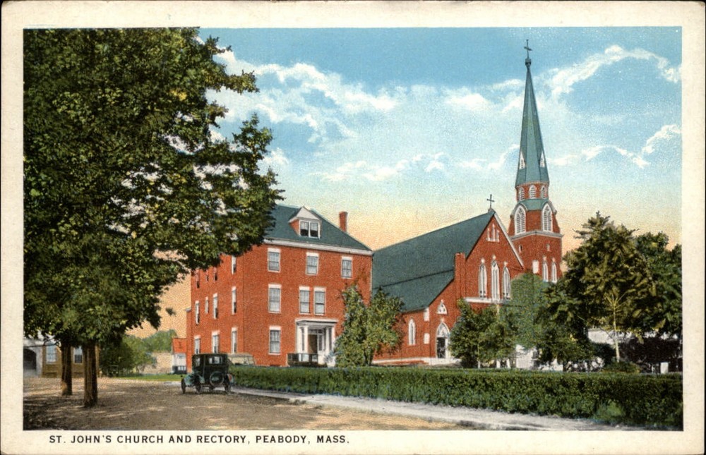 Peabody Massachusetts St John's Church and Rectory ~ unused postcard sku593