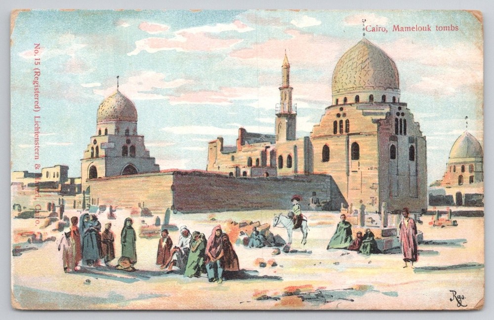 Vintage Cairo Mamelouk Tombs Postcard Lichtenstern Egypt Antique Art
