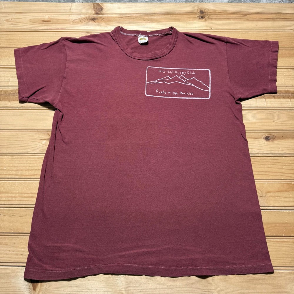 Vintage 70s Mile High Rugby Club Single Stitch Graphic T-Shirt Men's XL - Shrunk