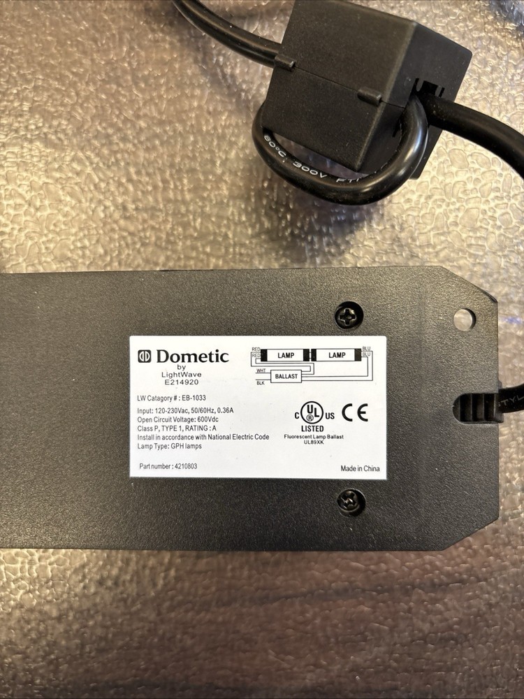 2 Lamp Ballast In Put 120-230 Volts 50/60 Hz 0.36 Amps Open Circuit Voltage: