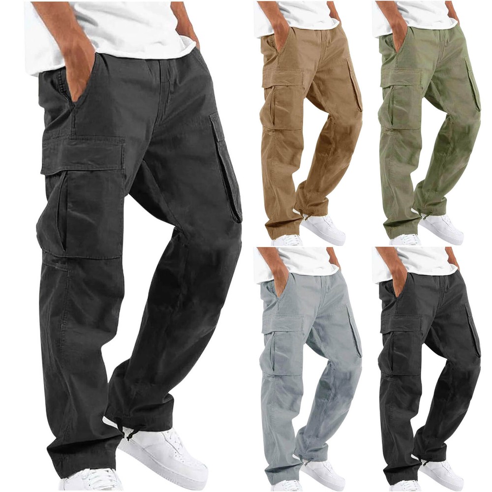 Men's Summer Cargo Pants Drawstring Casual Multi-Pocket Trousers New Style