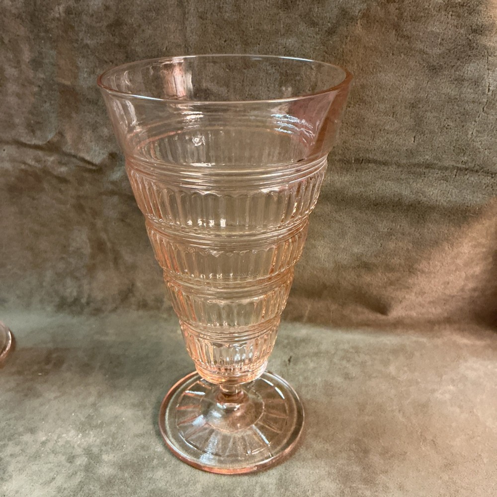 1930S Hazel Atlas Glass Beehive Pattern In Pink Tall Iced Tea Tumbler Single