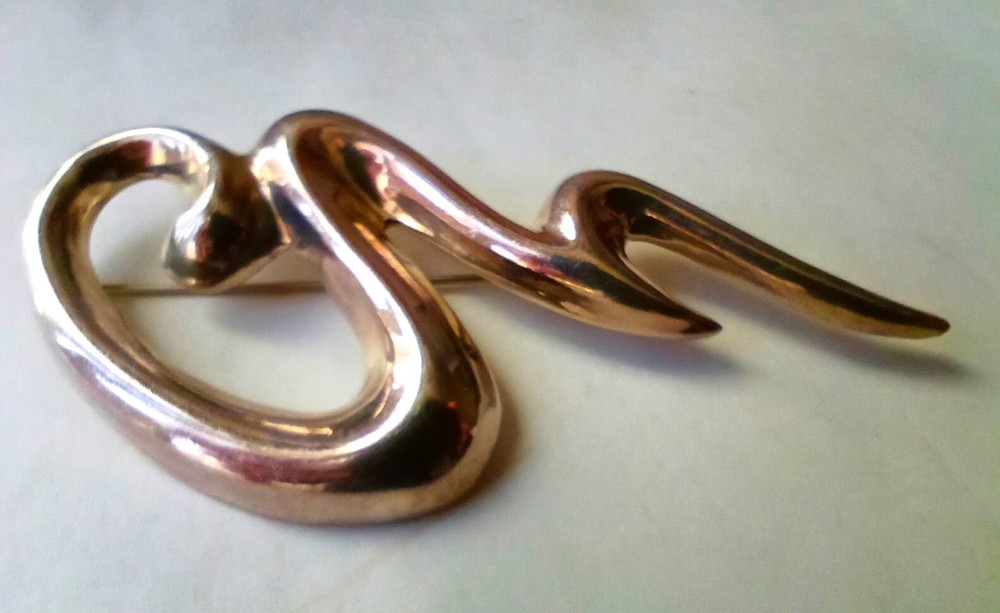 Vintage Modernist Abstract Art Sterling Silver Brooch-image
