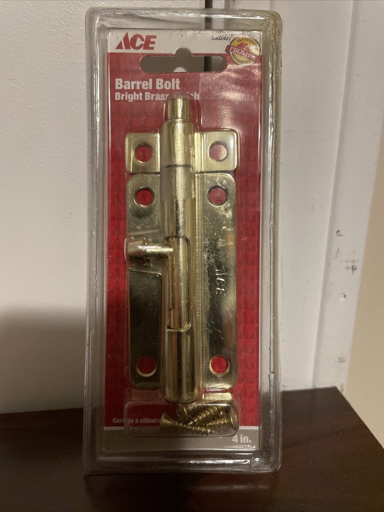 Ace 4 Inch Brass-Plated Steel Barrel Bolt 1 Pack-image