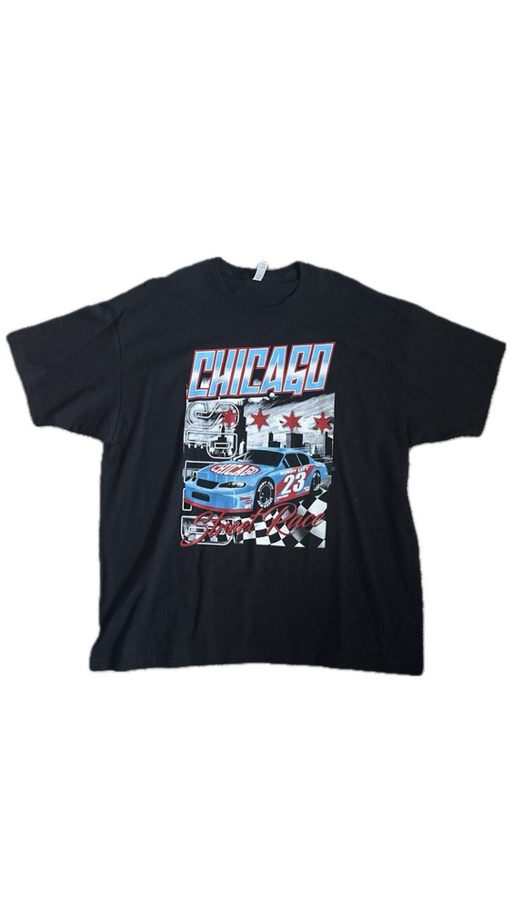 Men’s Vintage Chicago NASCAR American Apparel Speed Race Black Cotton T-shirt XL