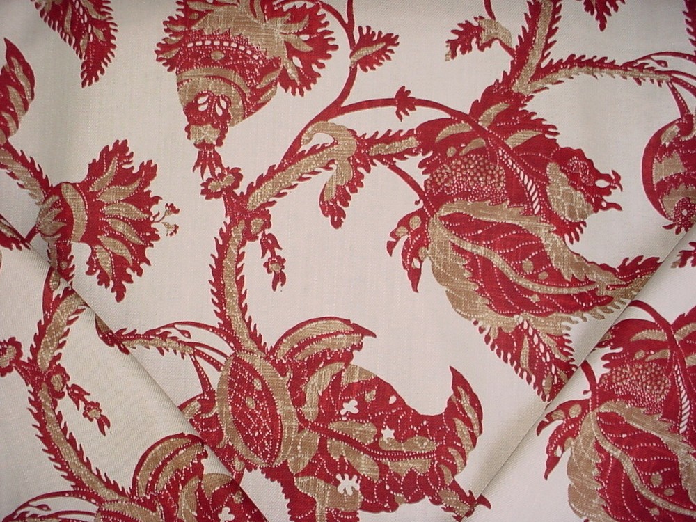 18-5/8Y GP & J Baker R1371 Exotic Friut Biscuit Brick Linen Upholstery Fabric