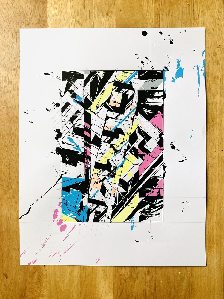 Graffiti-inspired abstract piece with typographical elements!