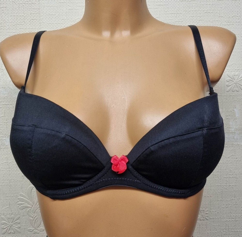 Ann Summers Fitting Bra Size 34B Black Underwired Padded Push Up Plunge 62334
