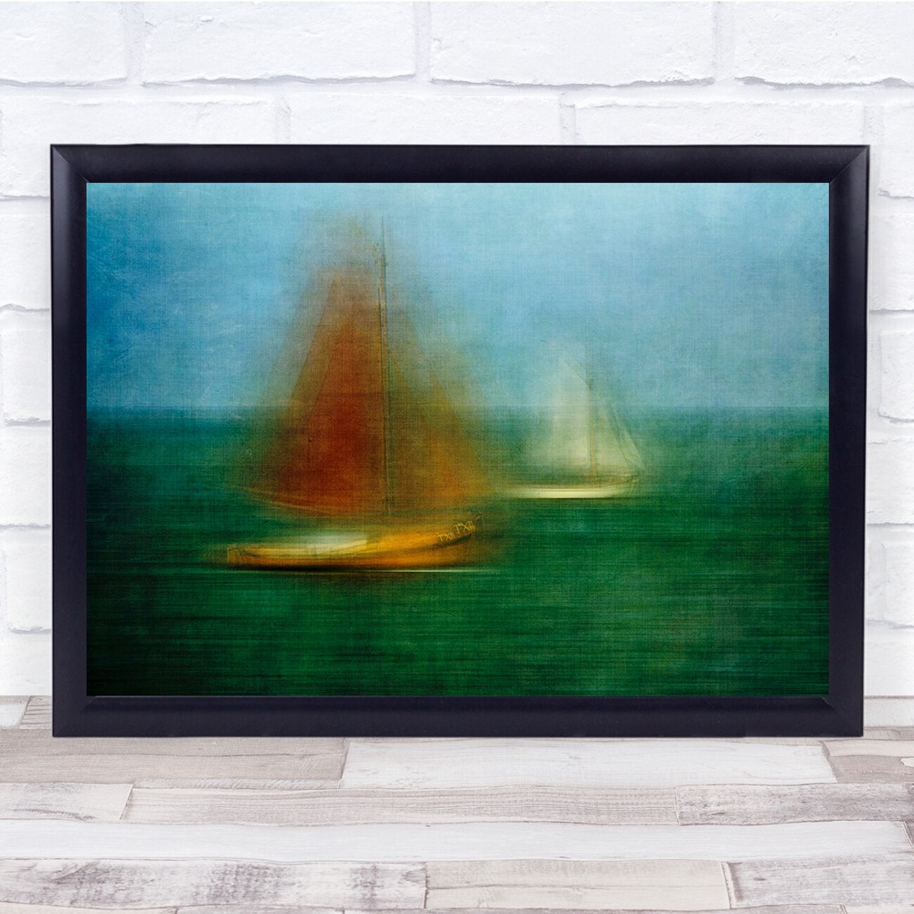 Sea Sailingboat Sail Water Painterly Texture Wall Art Print