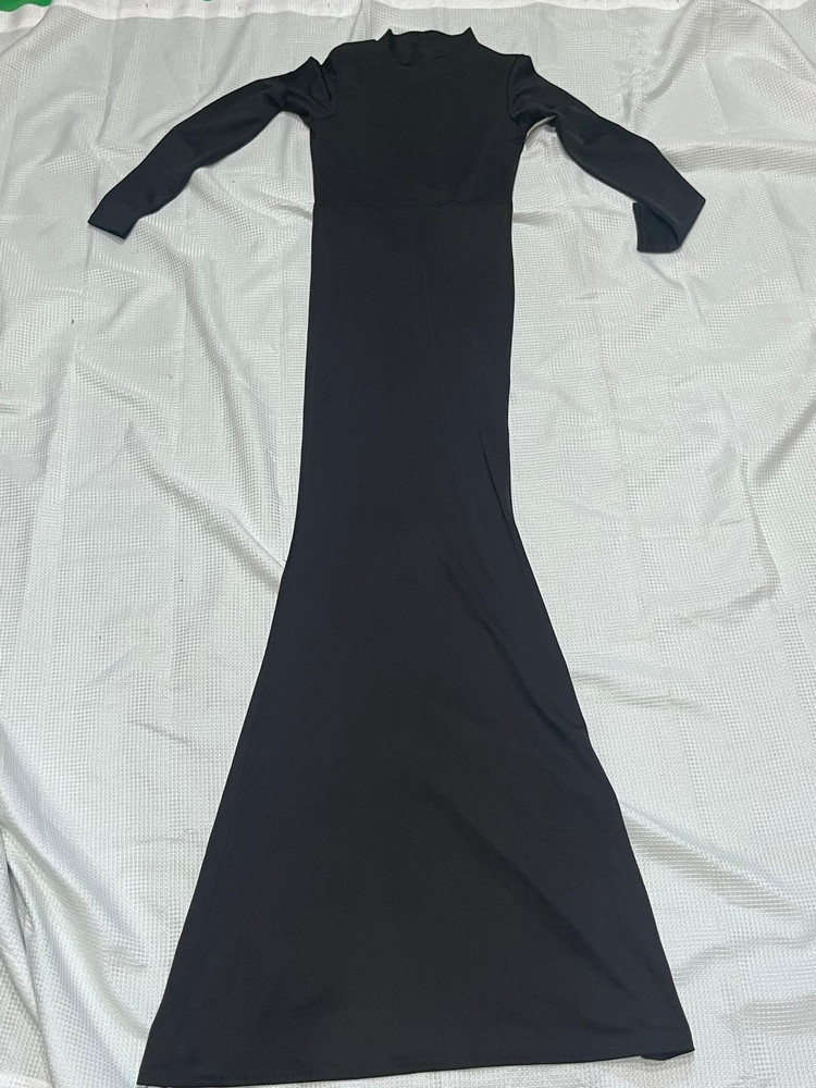 PrettyLittleThing Black Mock Neck Long Sleeve Bodycon Maxi Dress
