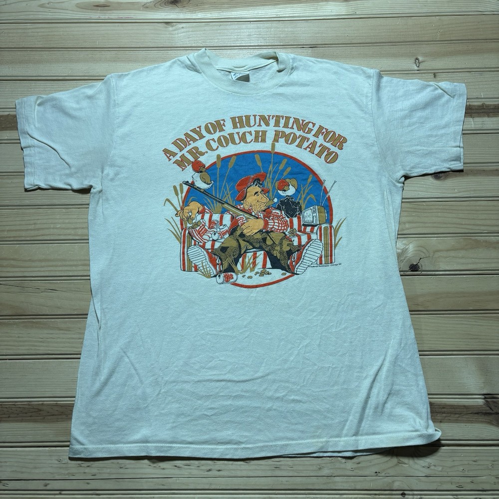 Vintage 90s A Day If Hunting For Mr Couch Potato Funny Comic Shirt Size XL