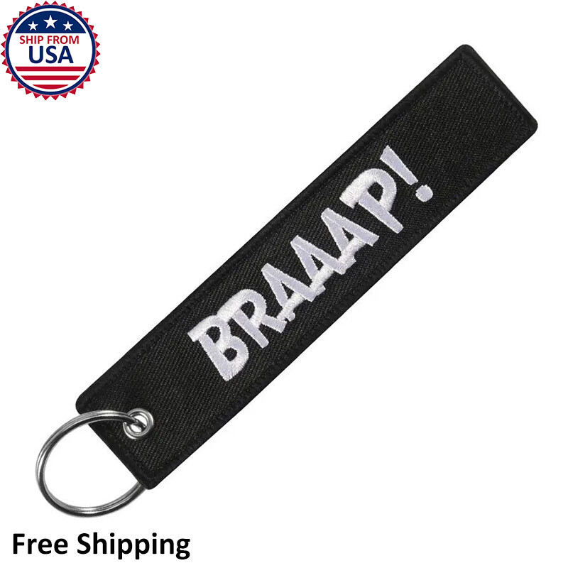 BRAAAP! Engine Rev Men Cool Meme Car Racing Auto Motorcycle Black Key Chain Tag