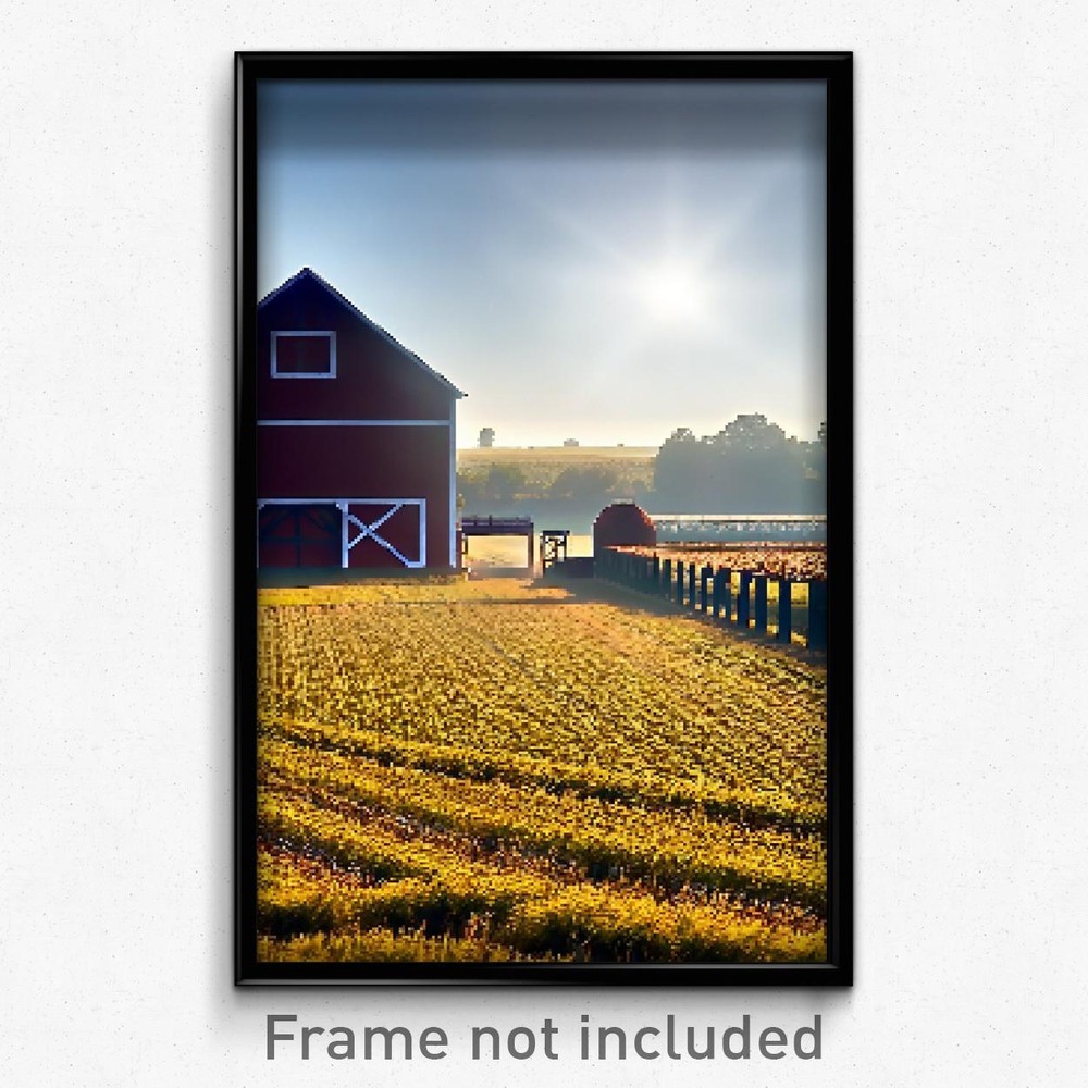 Pixel Art Poster - Brisk Farm (8 Bit Psychedelic Trippy Weird Video Game Print)