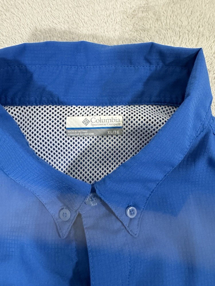 Columbia PFG Omni Shade Fishing Shirt Men’s Size XL Blue Long Sleeve