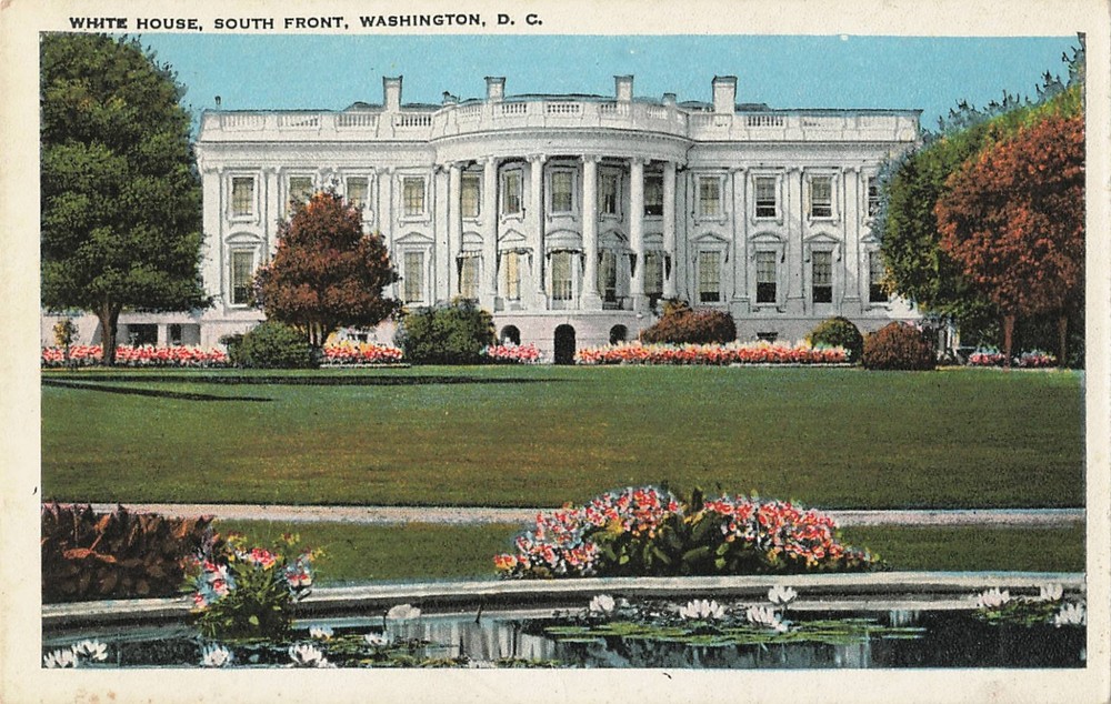 1920s White House, South Front, Washington, D.C Tichnor Quality Views Postcard