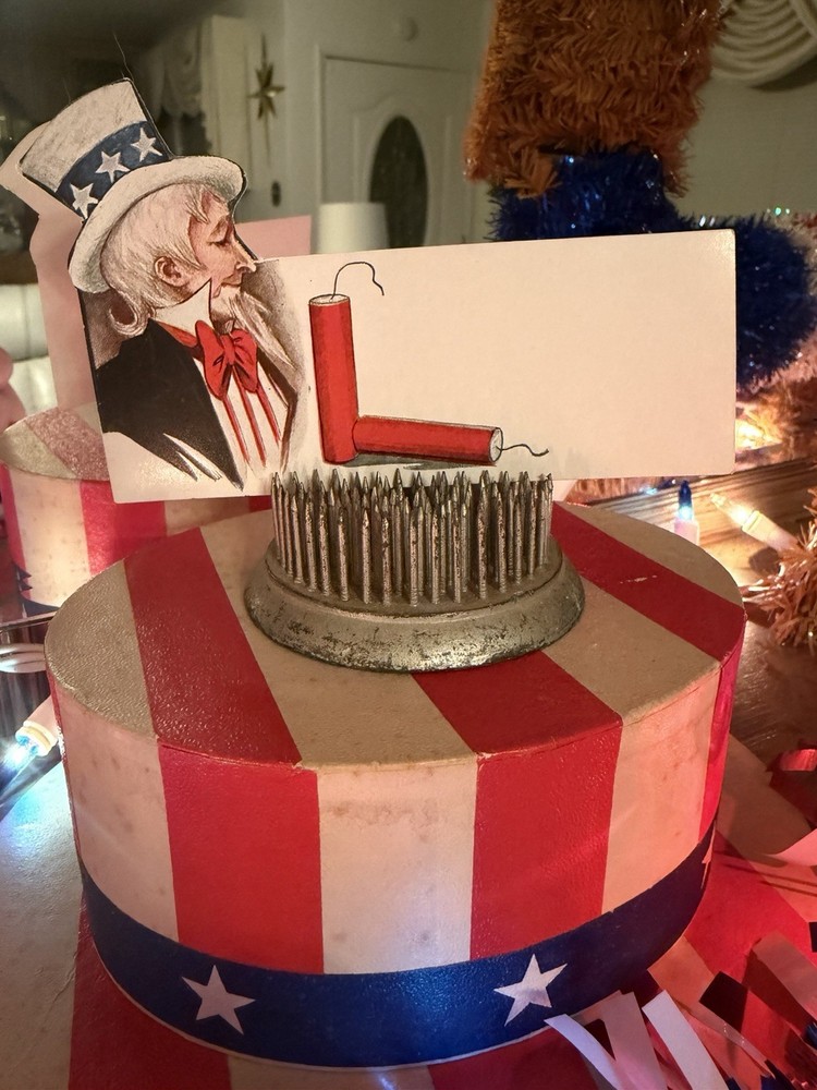 Antique? Vintage Patriotic 4th Of July Paper Uncle Sam Firecracker Placecard