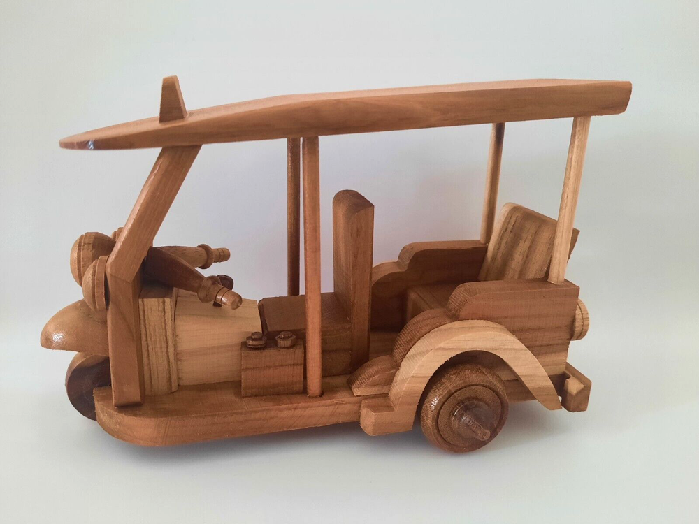TukTuk Taxi  Tricycle Car Craft Wooden Handmade Model Toy Souvenir Thailand