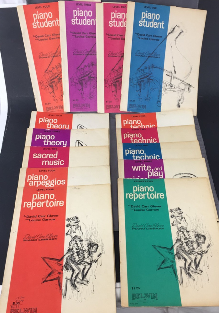 Vintage Lot of 14 David Carr Glover Piano Lesson Series Instructional Books